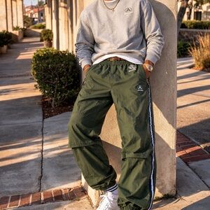 Vintage Abercrombie Track Pants Green Mens Medium Performance Active Street Y2K